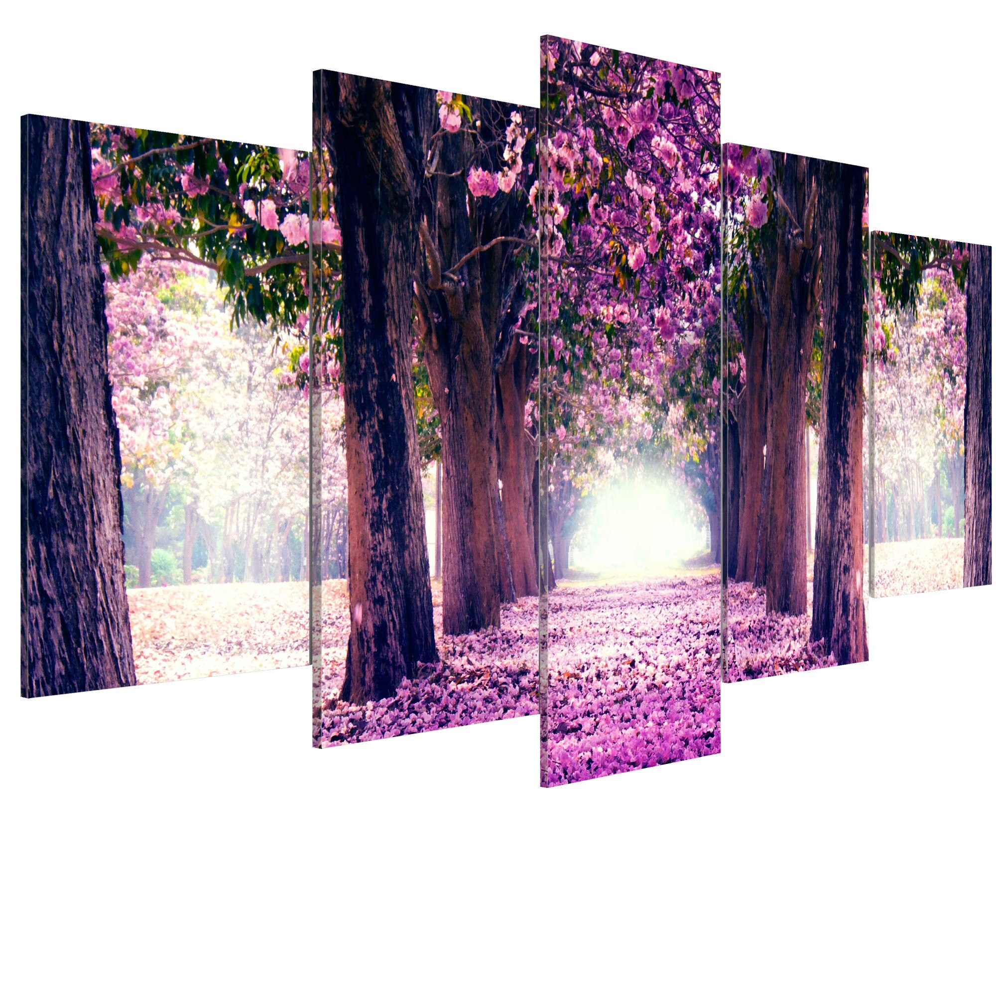 Tablou canvas 5 piese - Bulevardul purpuriu - 100 x 50 cm