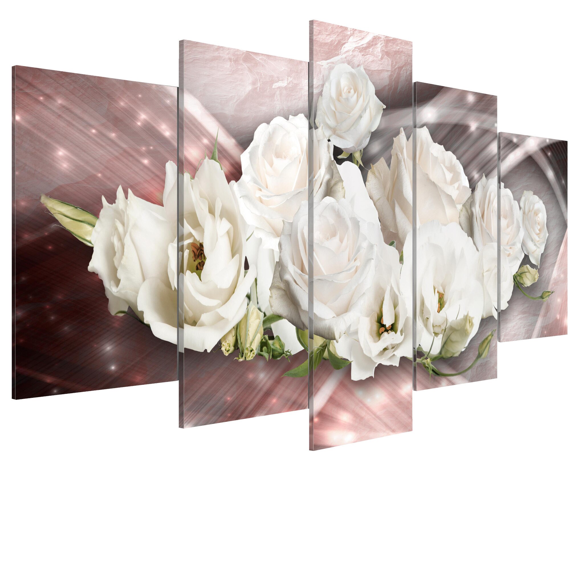 Tablou canvas 5 piese - Buchet romantic - 100 x 50 cm