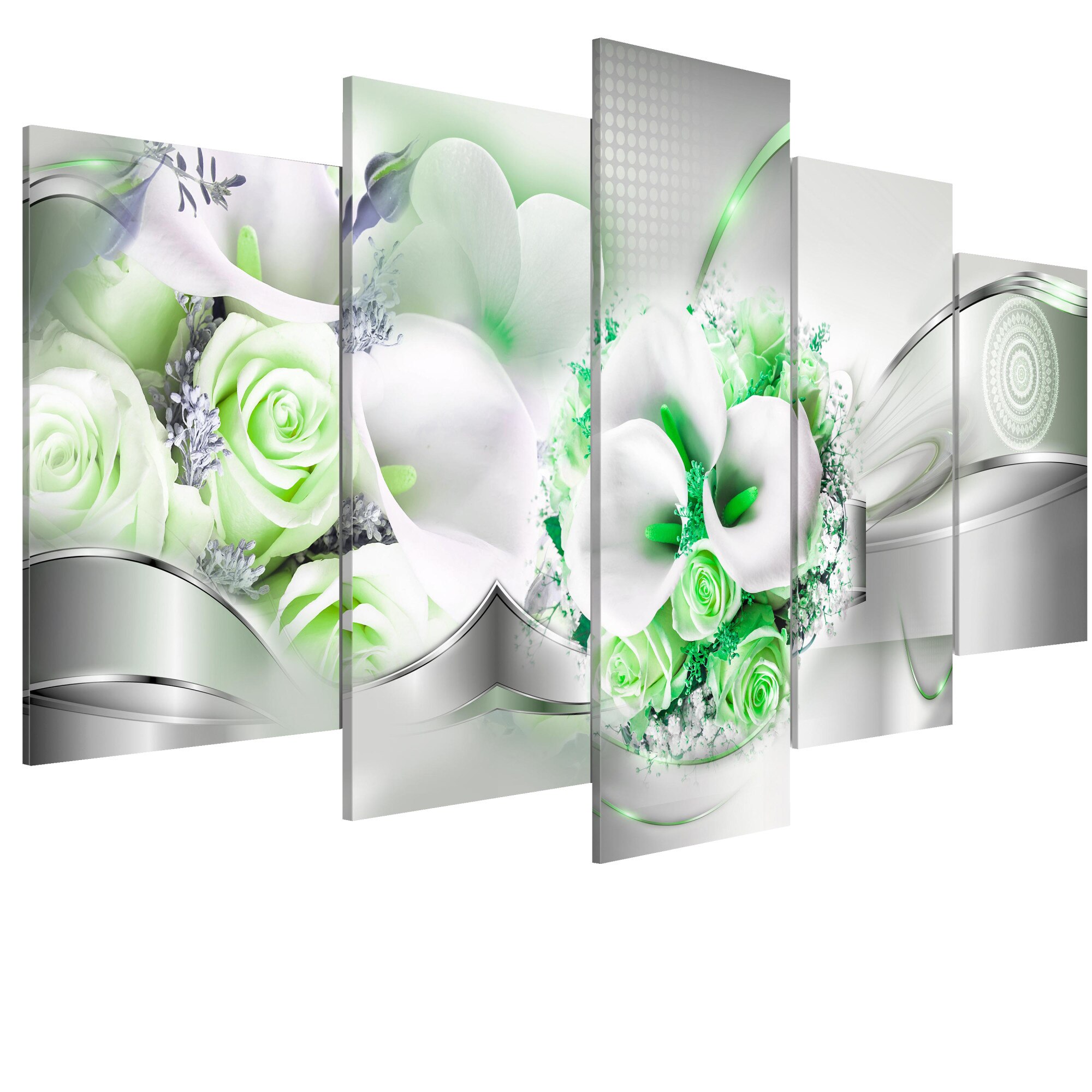Tablou canvas 5 piese - Buchet de smarald - 200 x 100 cm
