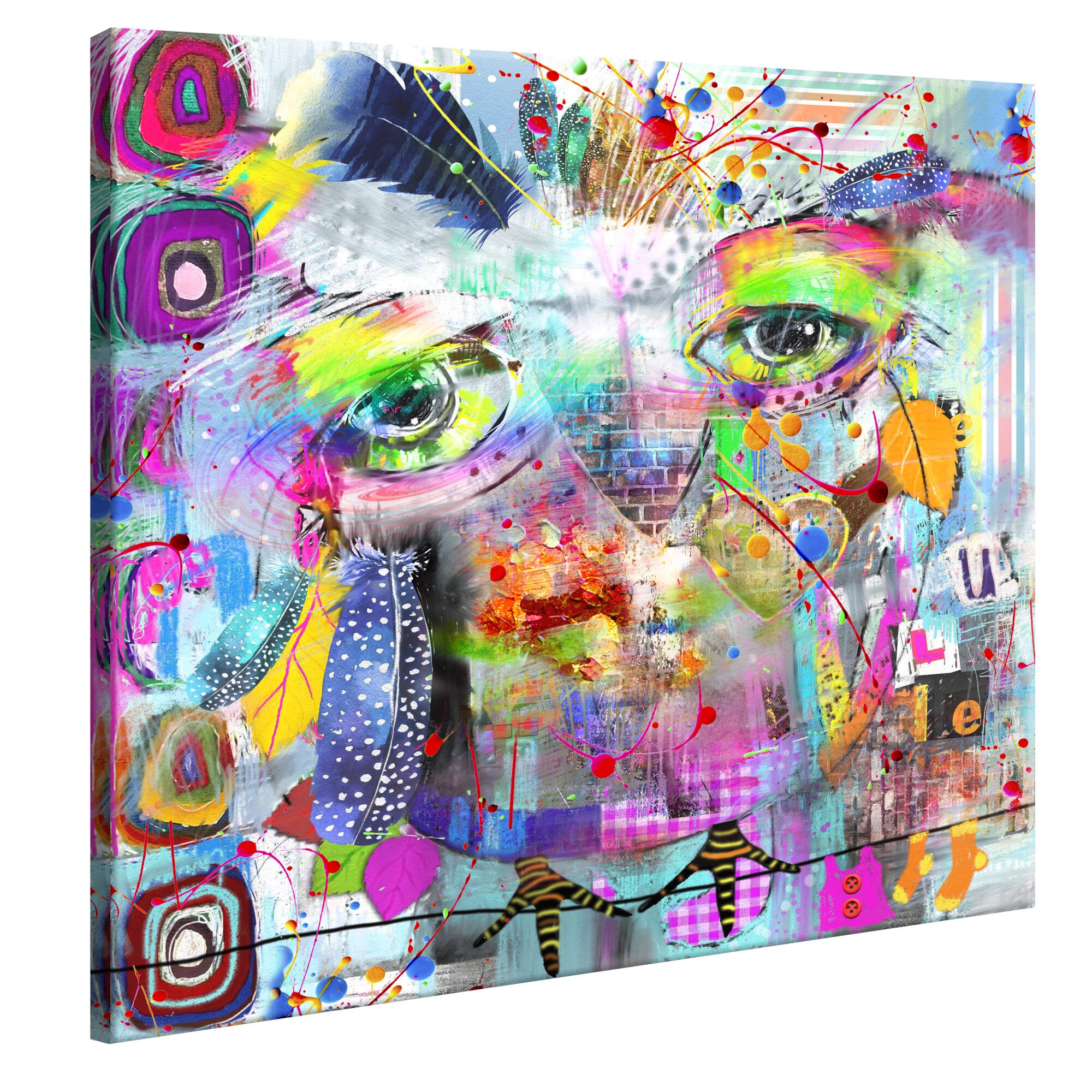 Tablou canvas - Bufnita colorata - 70 x 70 cm