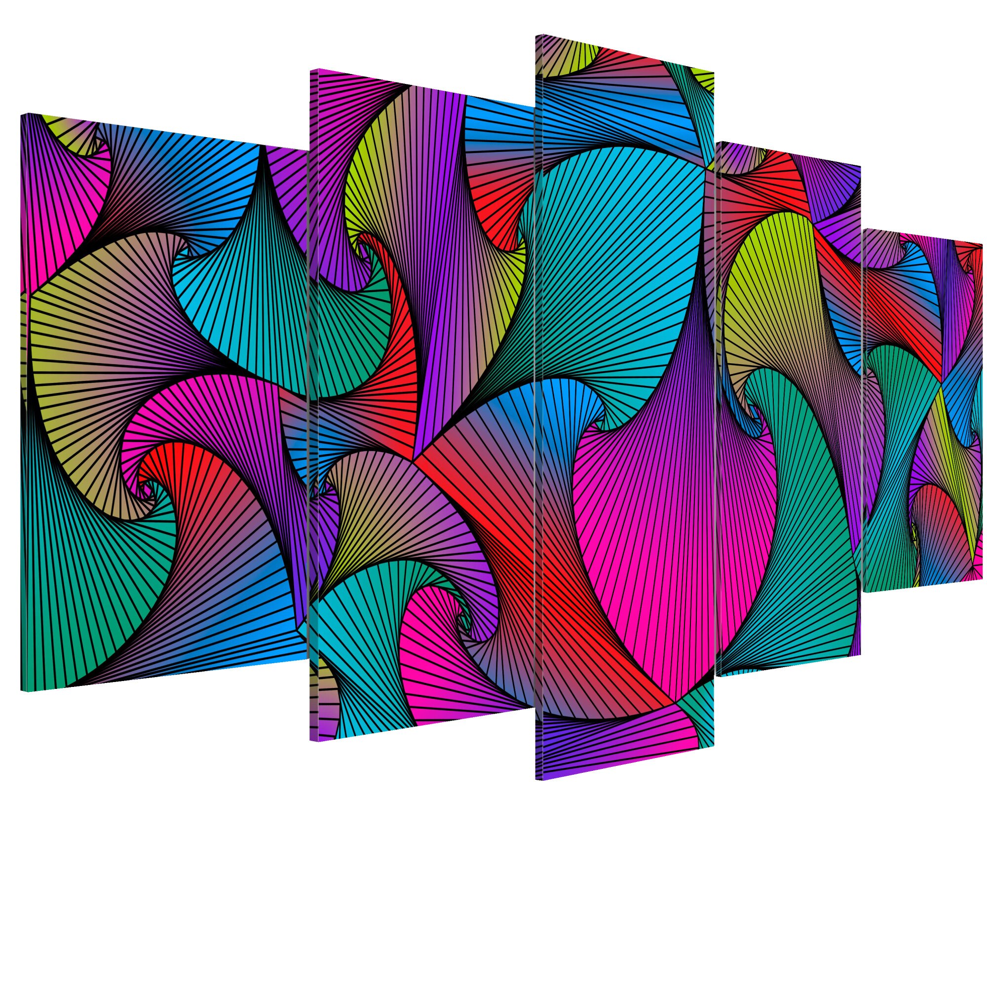 Tablou canvas 5 piese - Carusel de culori - 100 x 50 cm