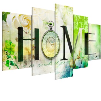 Tablou canvas 5 piese - Casa de trandafiri - 100 x 50 cm Tablou canvas 5 piese - Casa de trandafiri - 100 x 50 cm