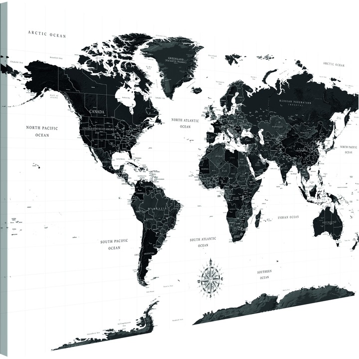 Tablou canvas - Harta alb-negru larg - 120 x 80 cm