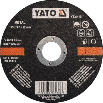 Disc debitat metal 125 x 3.2 x 22 mm Yato YT-6110 Disc debitat metal 125 x 3.2 x 22 mm Yato YT-6110