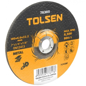 Disc abraziv cu centru coborat Tolsen, 230 x 6 x 22 mm Disc abraziv cu centru coborat Tolsen, 230 x 6 x 22 mm
