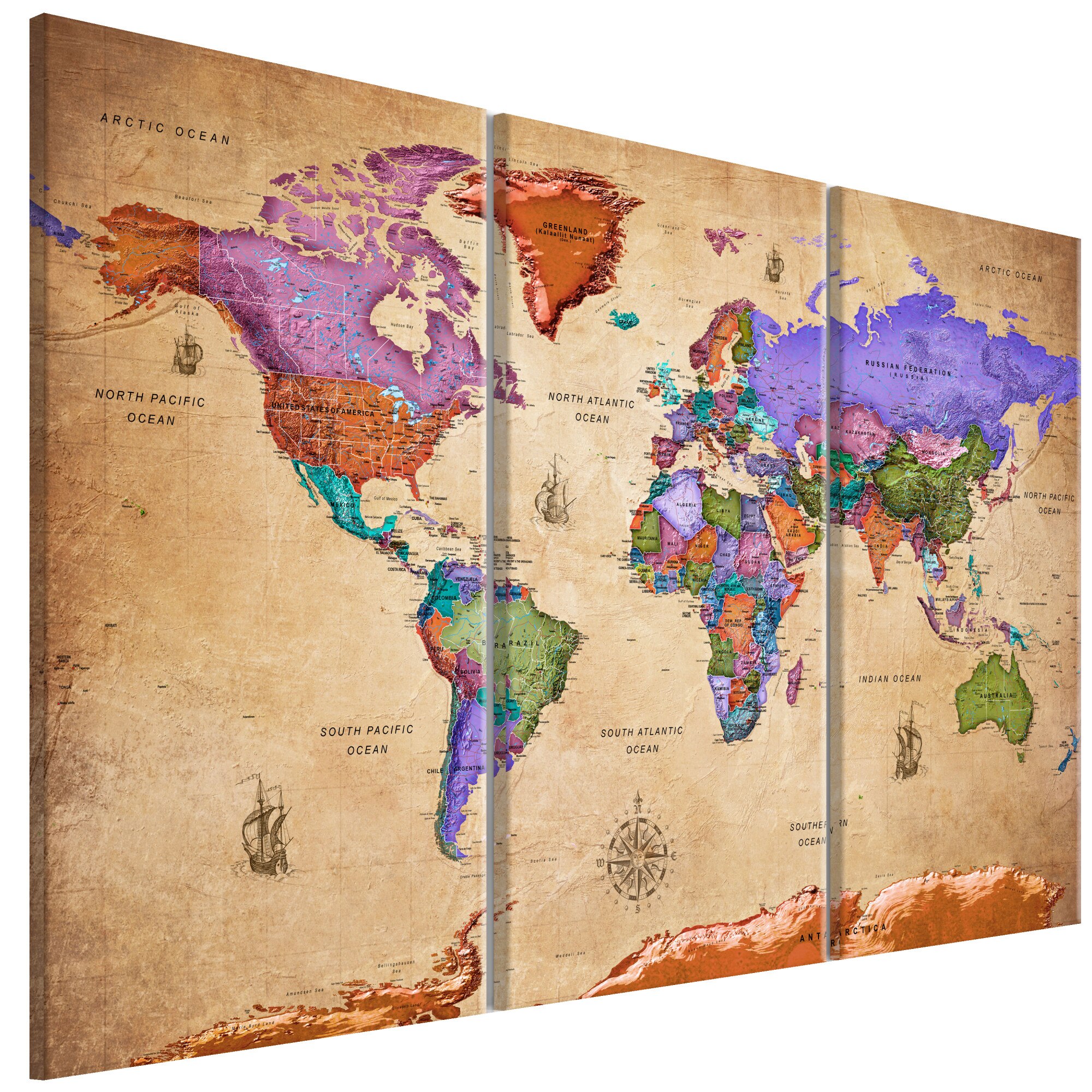 Tablou canvas 3 piese - Calatorii colorate - 120 x 80 cm