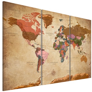 Tablou canvas 3 piese - Harti Brown Elegance - 90 x 60 cm Tablou canvas 3 piese - Harti Brown Elegance - 90 x 60 cm