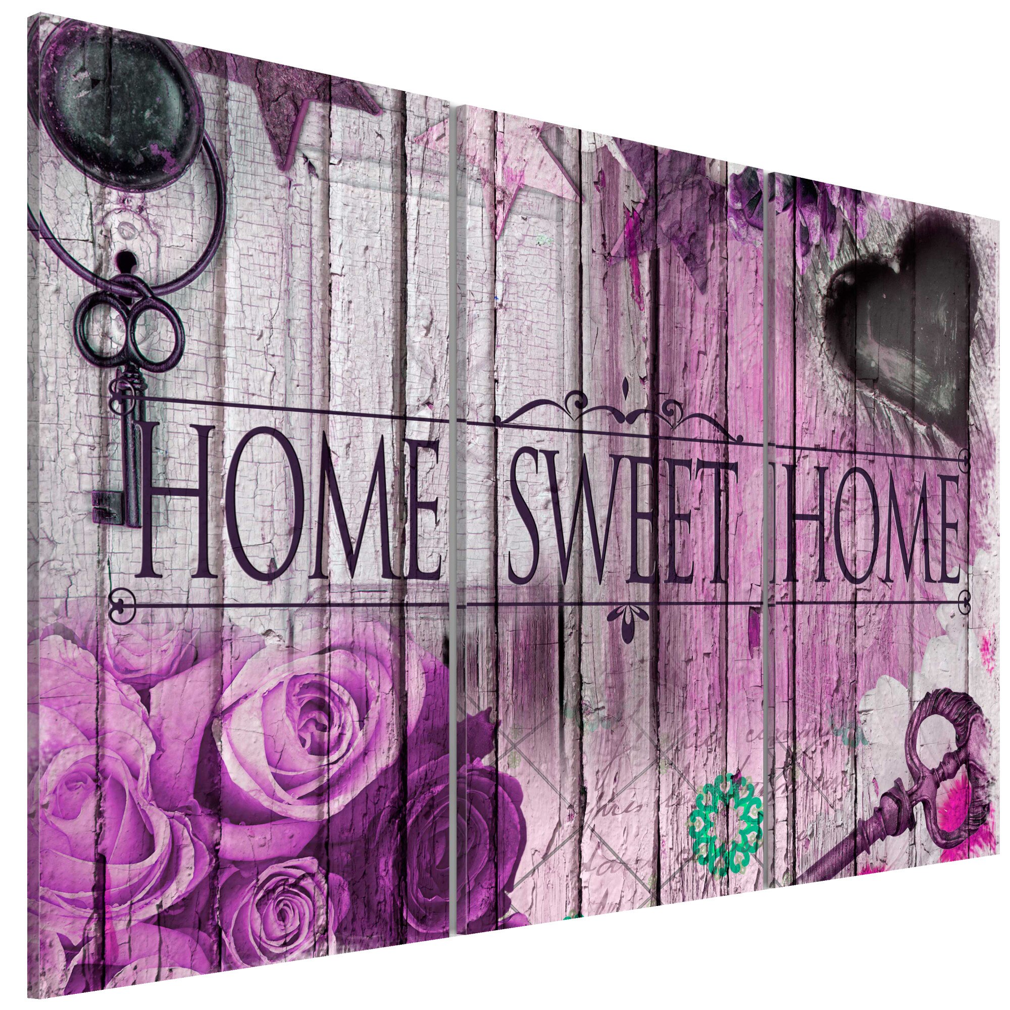 Tablou canvas 3 piese - Ceata violet - 90 x 60 cm