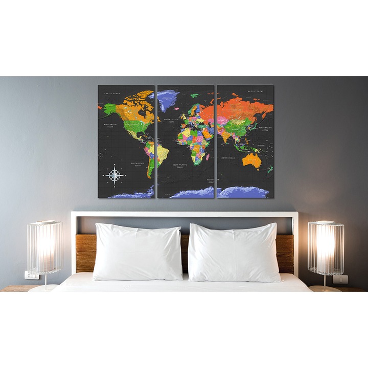 Tablou canvas 3 piese - Harti Adancimea Intunecata - 120 x 80 cm