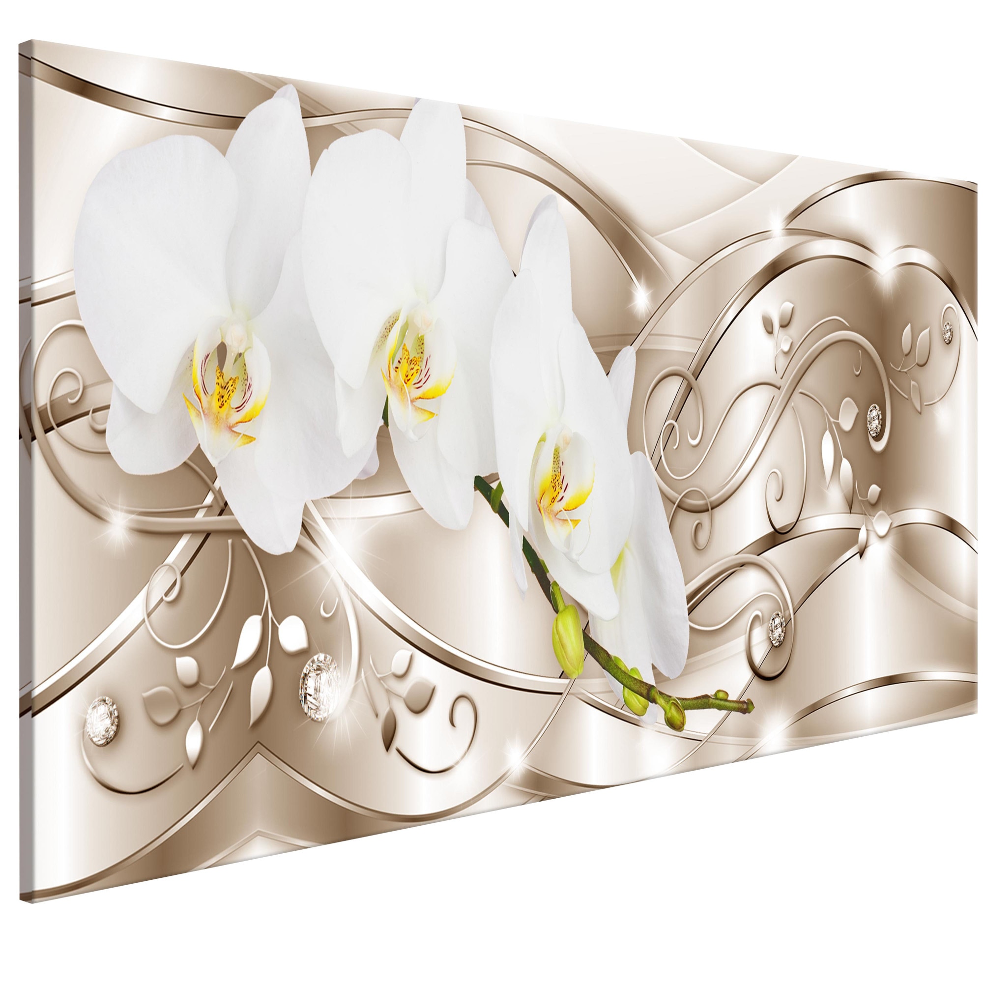 Tablou canvas - Inflorire Bej Ingust - 135 x 45 cm