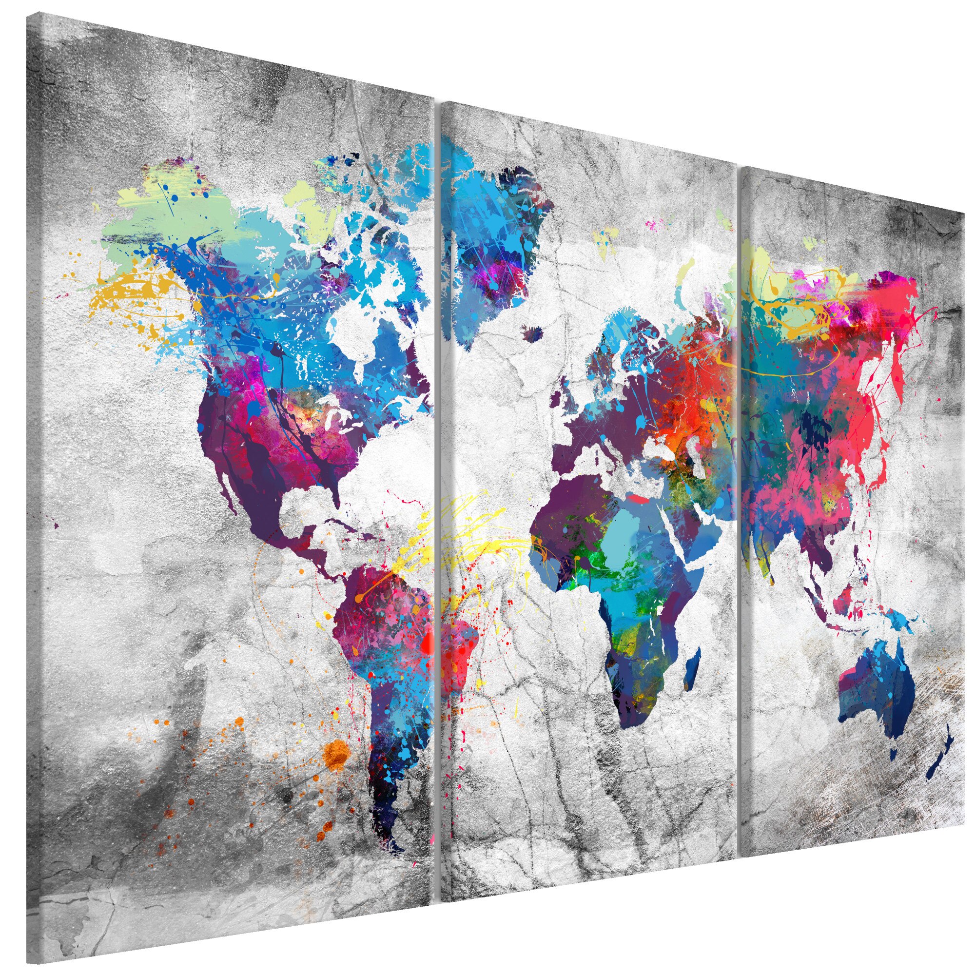 Tablou canvas 3 piese - Harti Grey Style - 90 x 60 cm