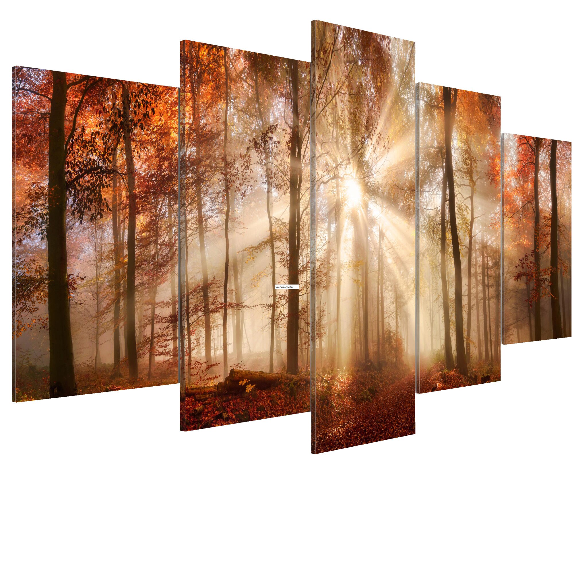 Tablou canvas 5 piese - Ceata de padure - 200 x 100 cm