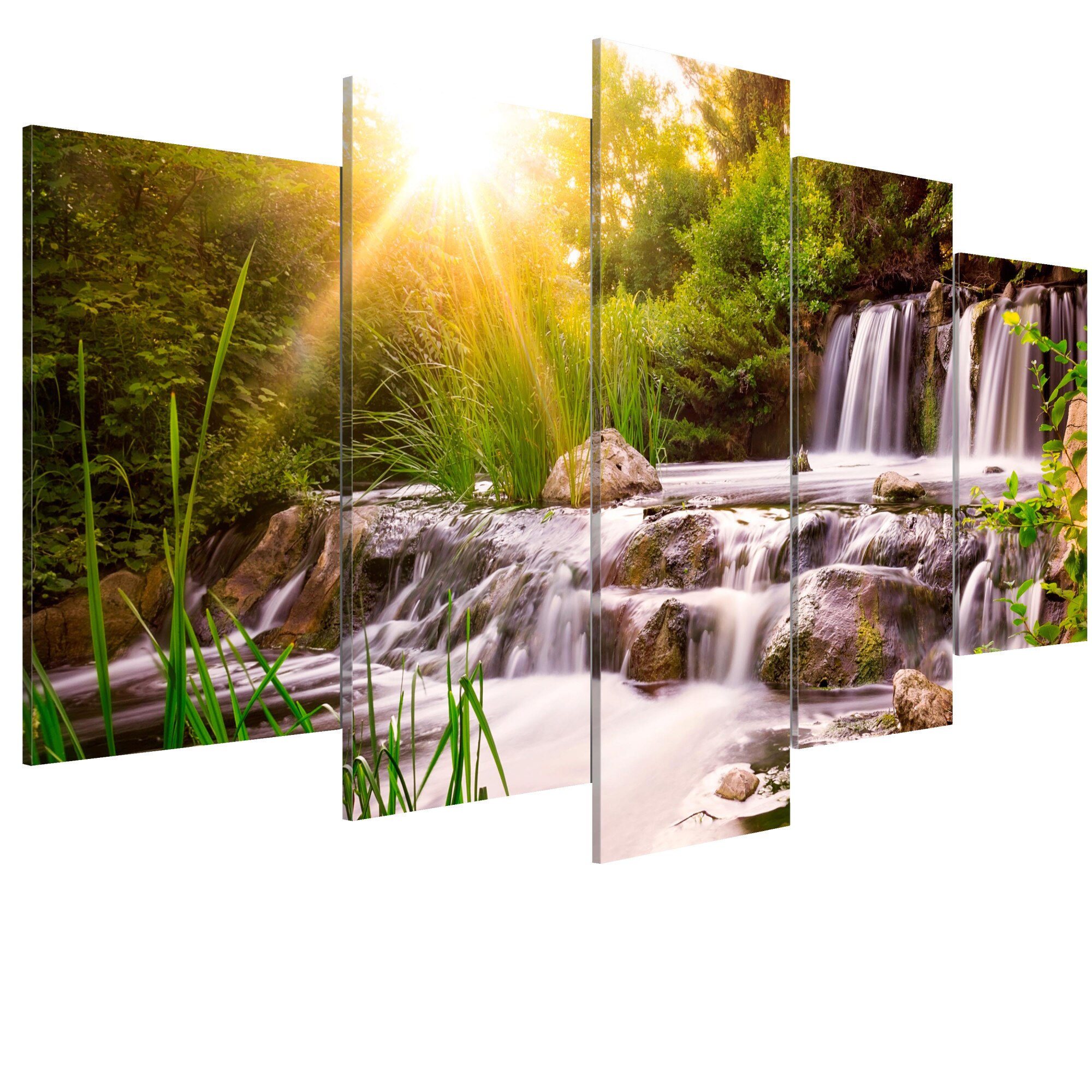 Tablou canvas 5 piese - Cascada Padurii - 200 x 100 cm