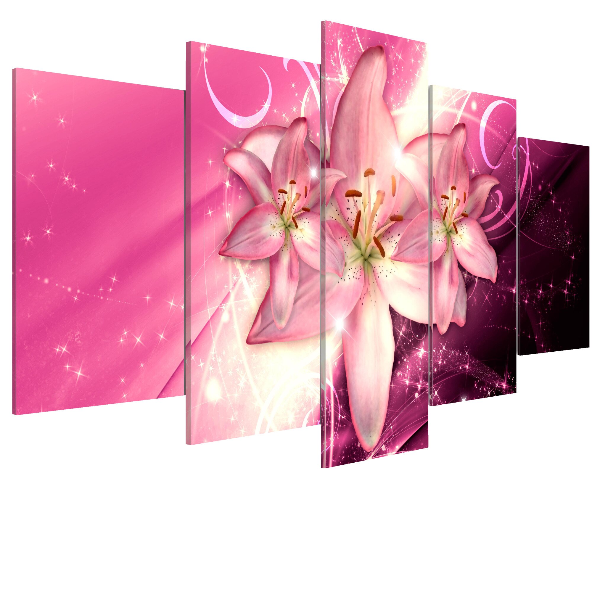 Tablou canvas 5 piese - Cerul roz - 100 x 50 cm