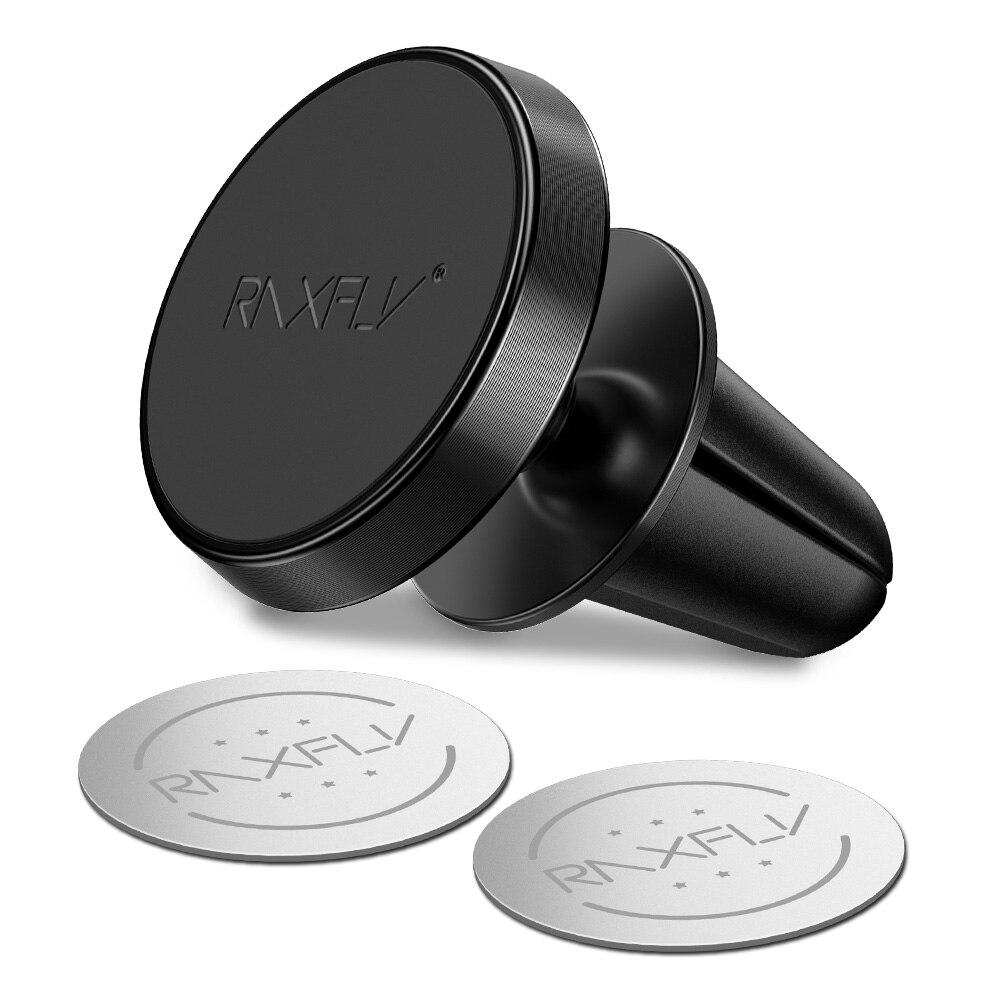 Suport auto magnetic Raxfly cu rotire 360 grade, negru, rama aluminiu