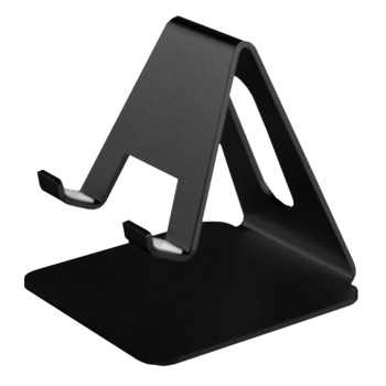 Suport universal de birou, pentru telefon sau tableta, din aluminiu, negru Suport universal de birou, pentru telefon sau tableta, din aluminiu, negru