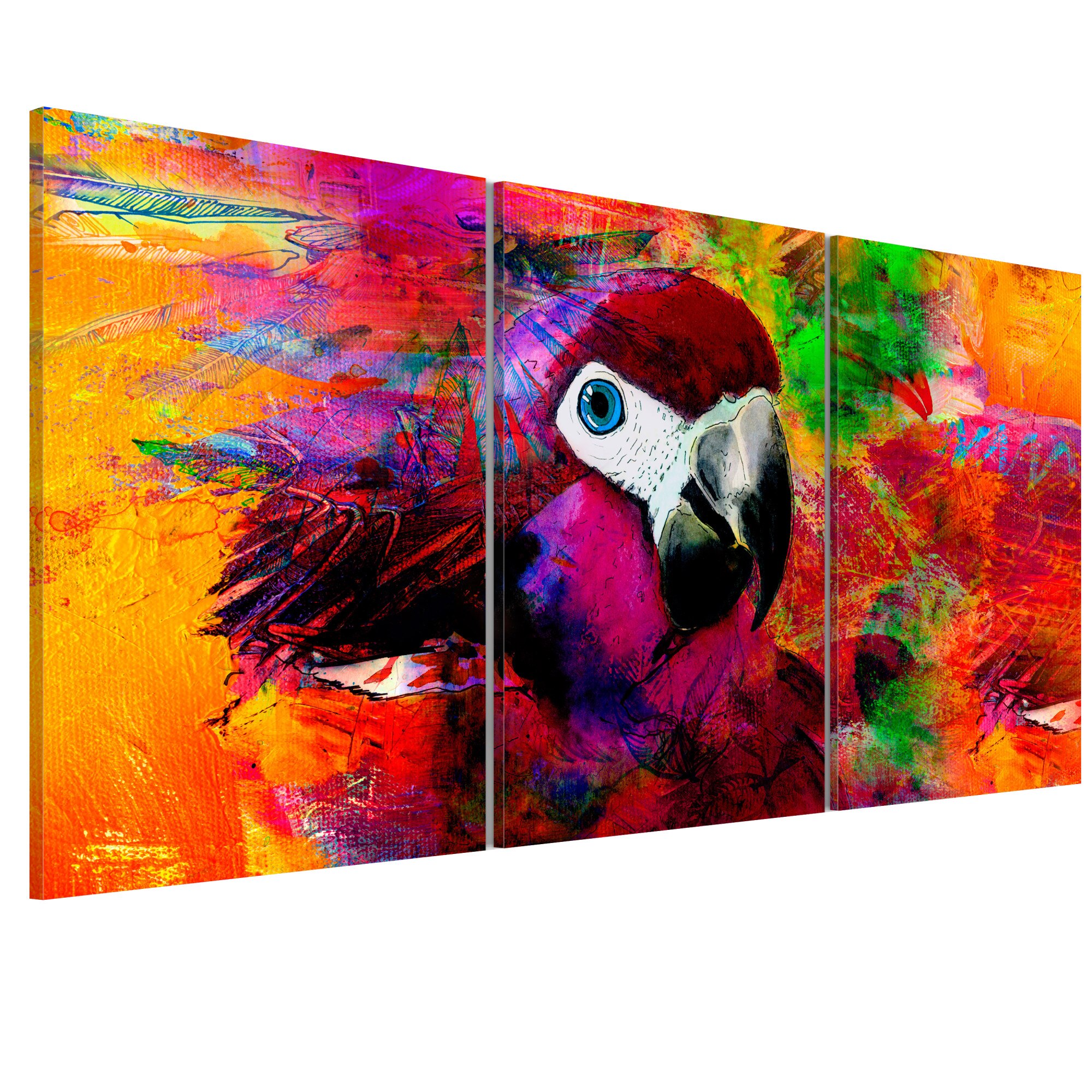 Tablou canvas 3 piese - Jungla de culori - 60 x 30 cm