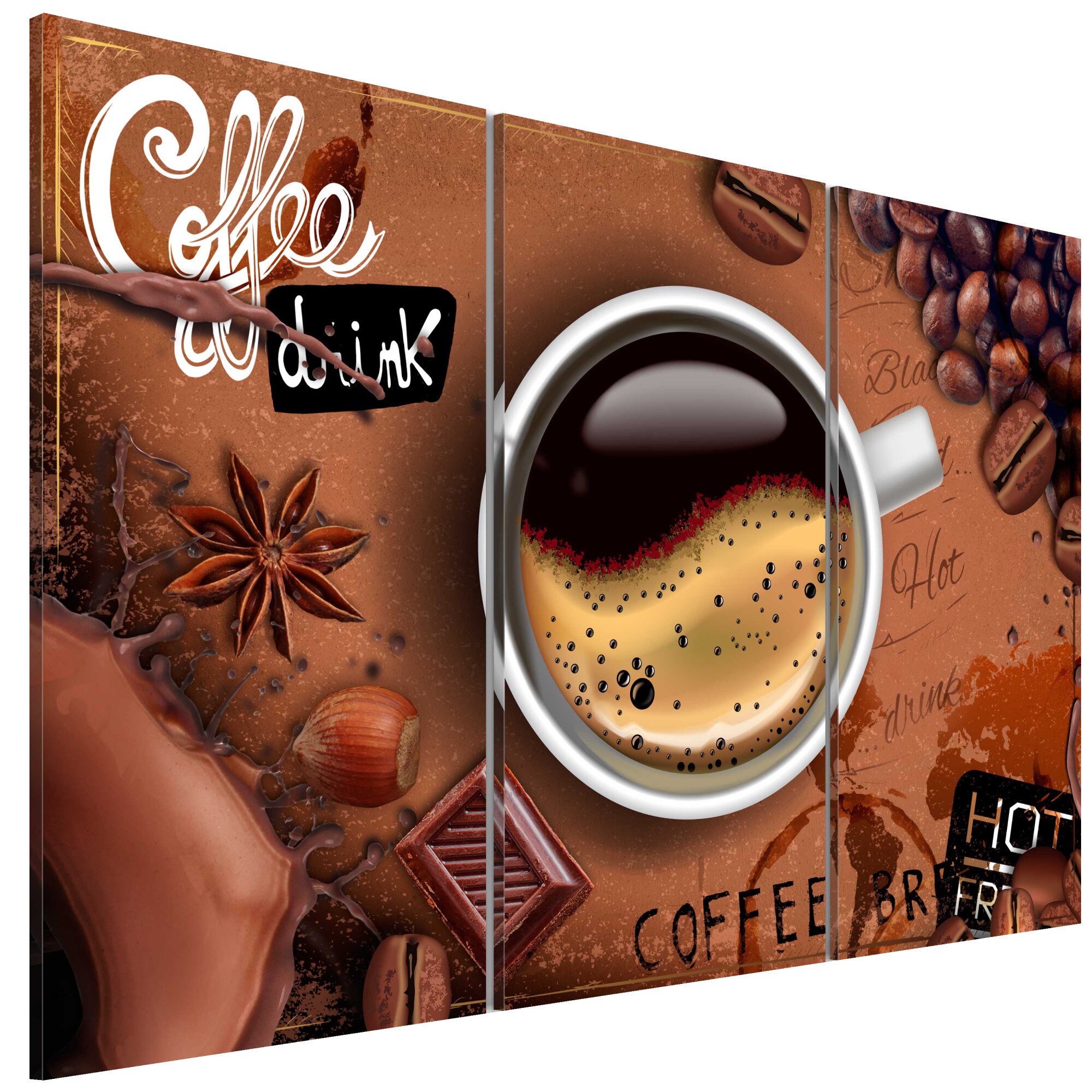 Tablou canvas 3 piese - CeaSca de cafea fierbinte - 90 x 60 cm