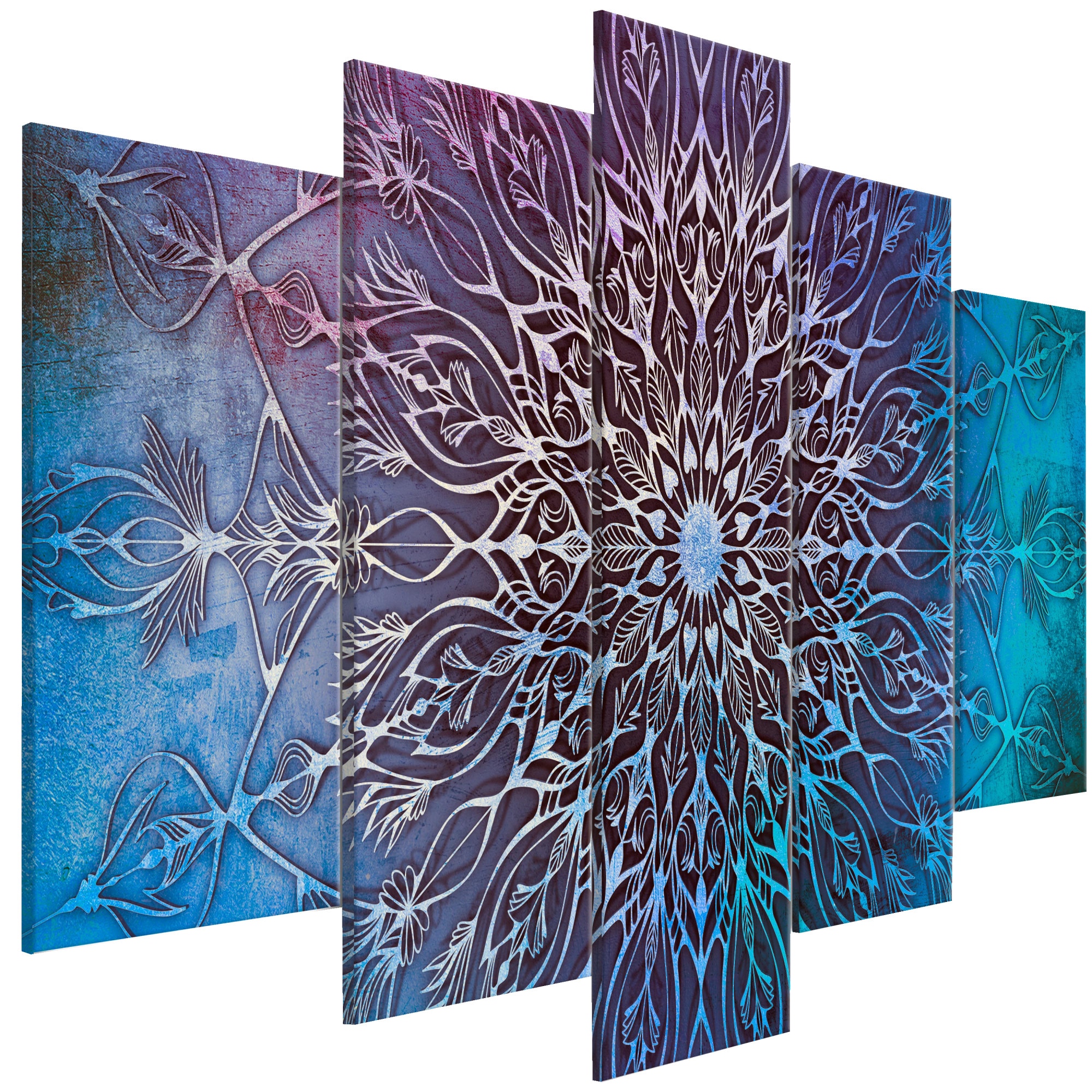 Tablou canvas 5 piese - Center Wide Blue - 200 x 100 cm