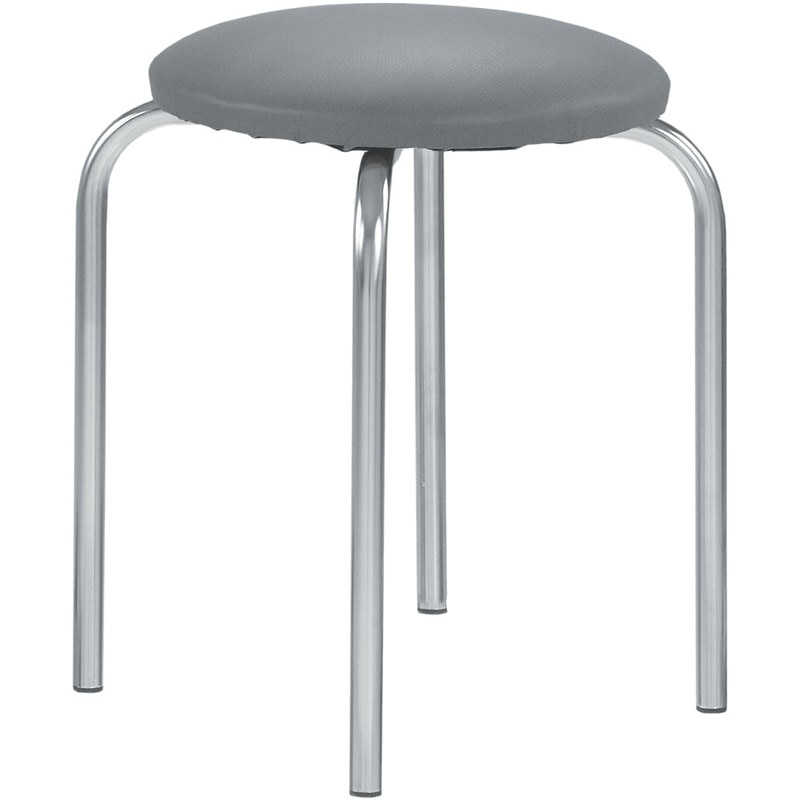 Scaun taburet MF Chico, cadru cromat, PU, Gri