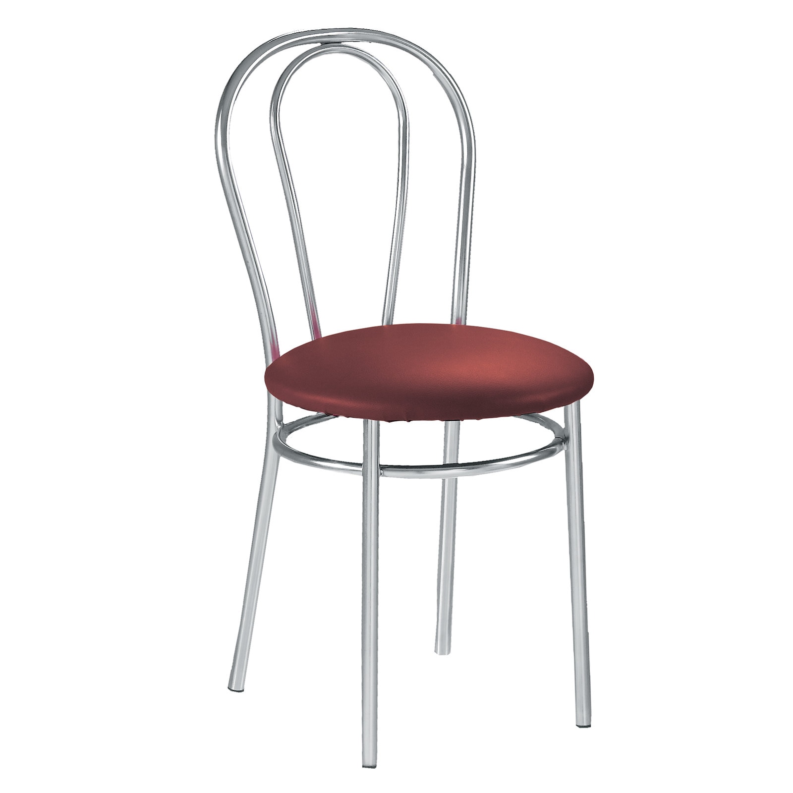 Scaun dining MF TULIPAN, cadru cromat, PU, Carmin