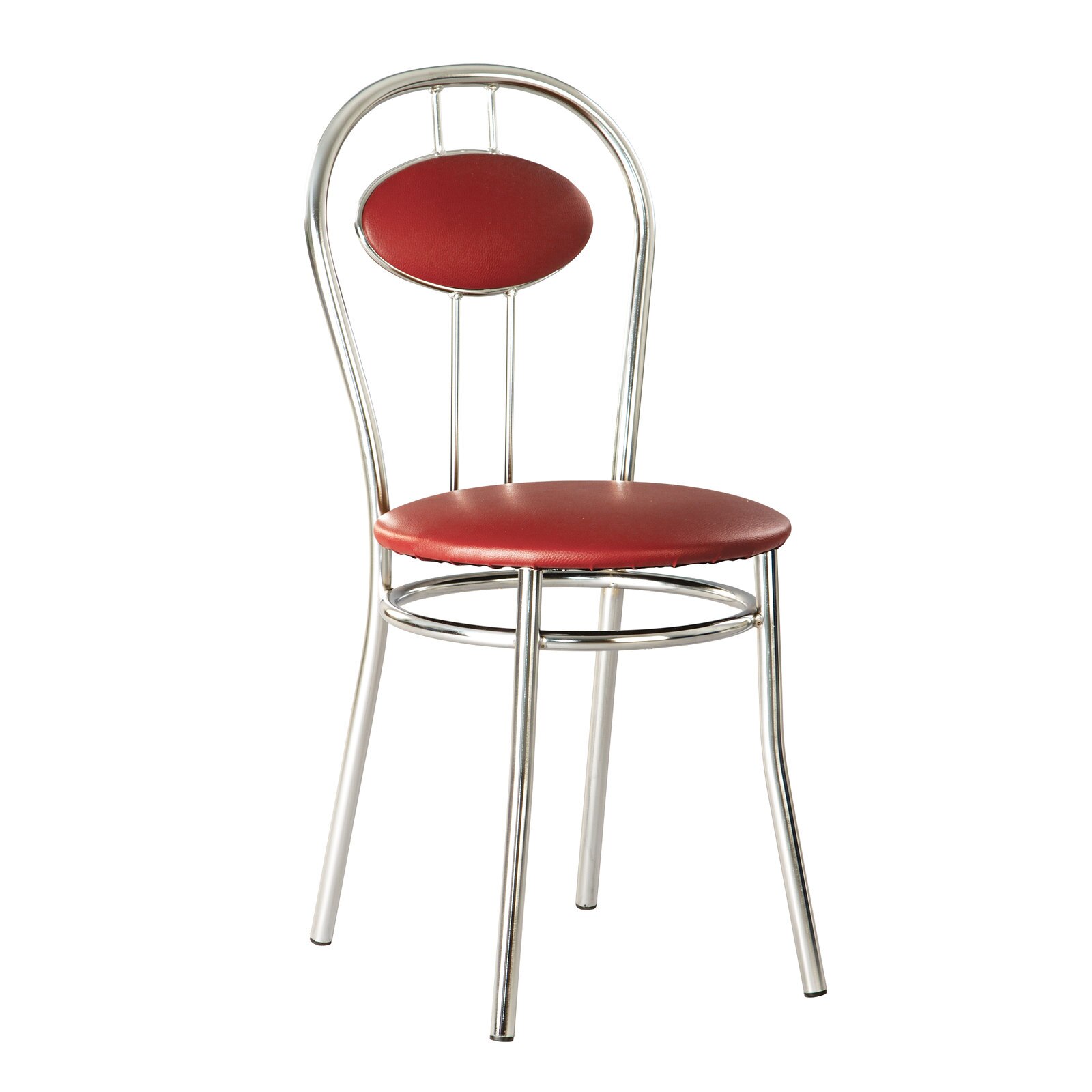 Scaun dining MF TIZIANO, cadrul cromat, PU, Carmin