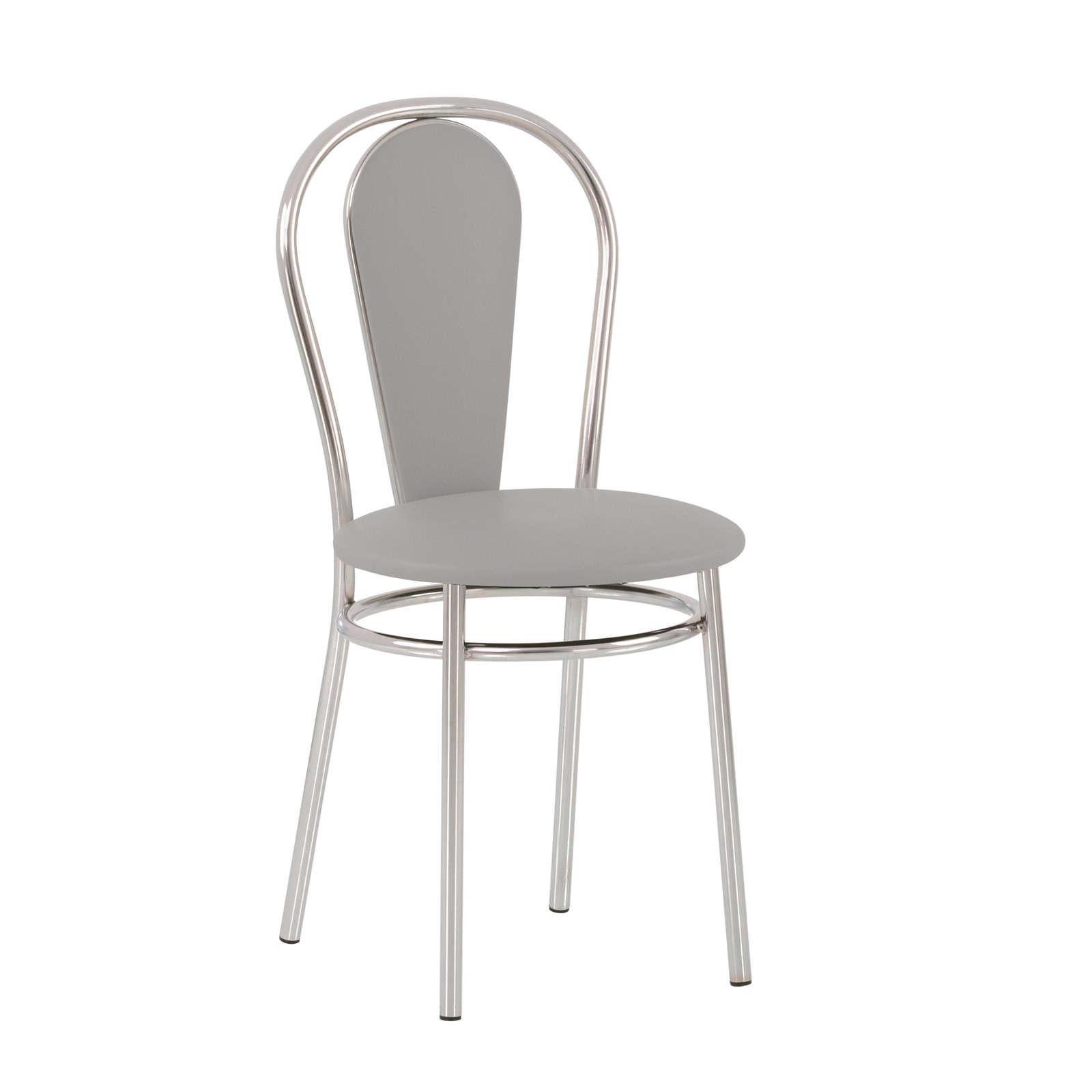 Scaun dining MF FLORINO, cadru cromat, PU, gri