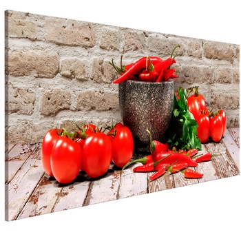 Tablou canvas - Legume roSii Caramida Ingusta - 135 x 45 cm Tablou canvas - Legume roSii Caramida Ingusta - 135 x 45 cm