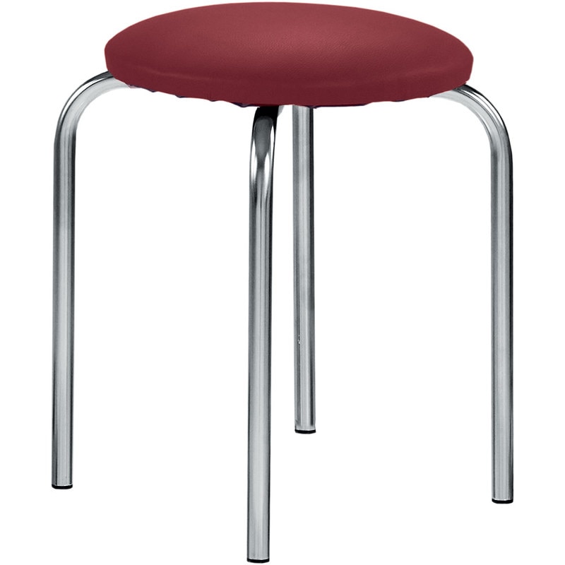 Scaun taburet MF Chico, cadru cromat, PU, Carmin
