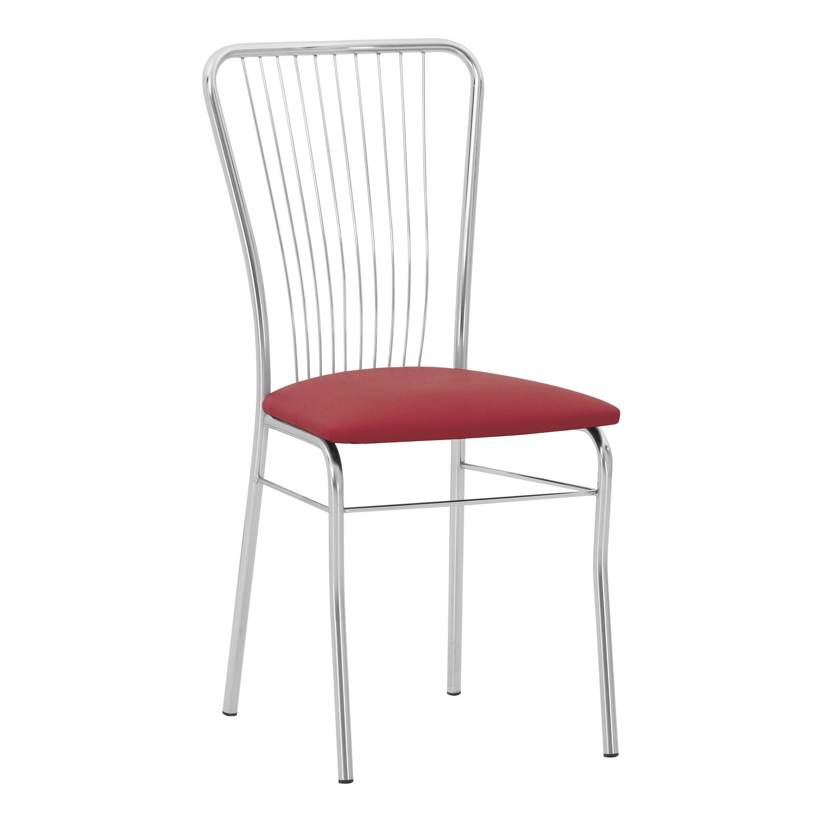 Scaun dining MF NERON, cadrul cromat, PU, Carmin