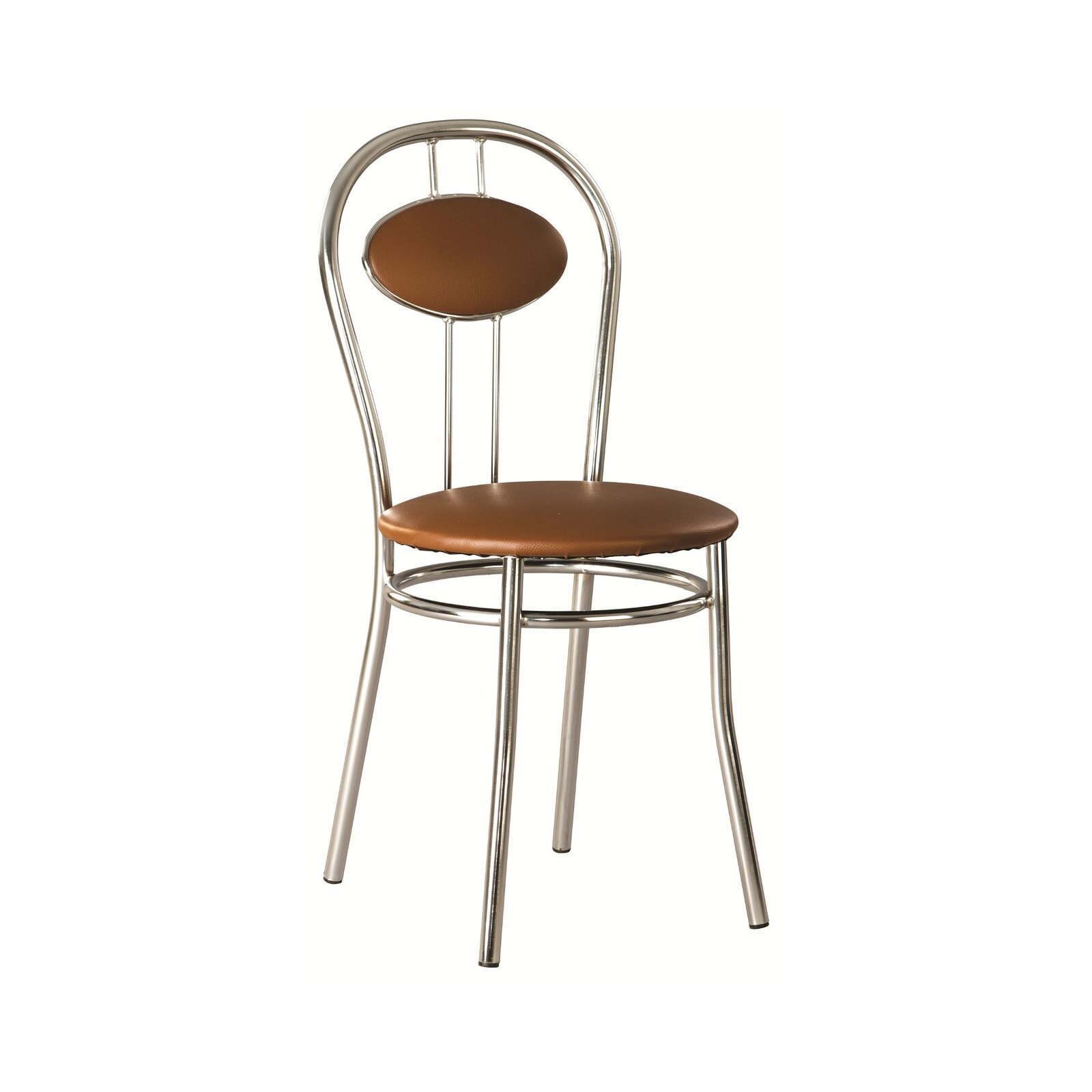 Scaun dining MF TIZIANO, cadrul cromat, PU, Maro