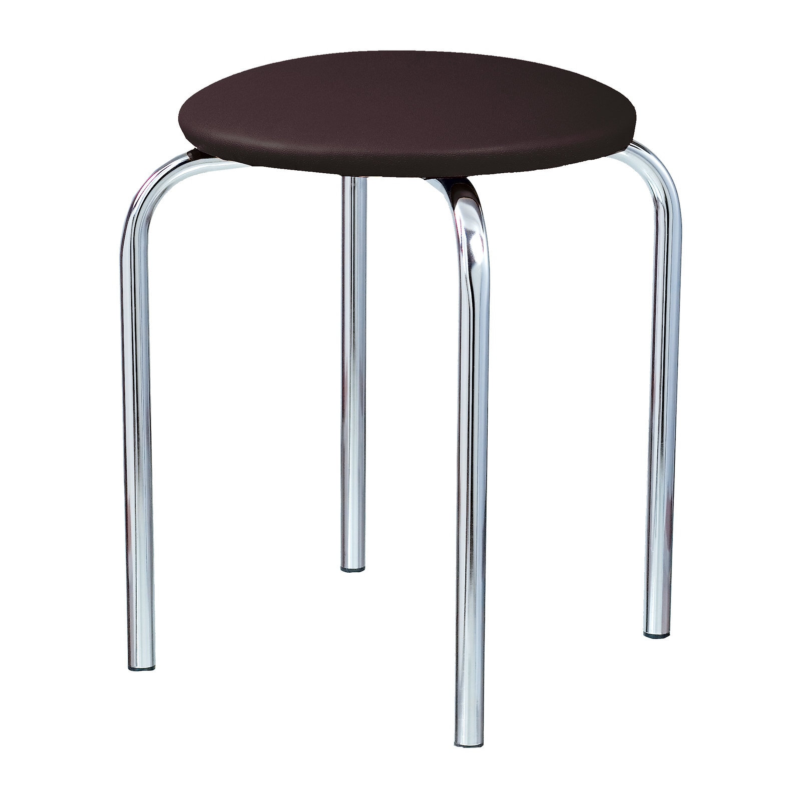 Set 4 taburete Chico, cadru cromat, piele ecologica, wenge