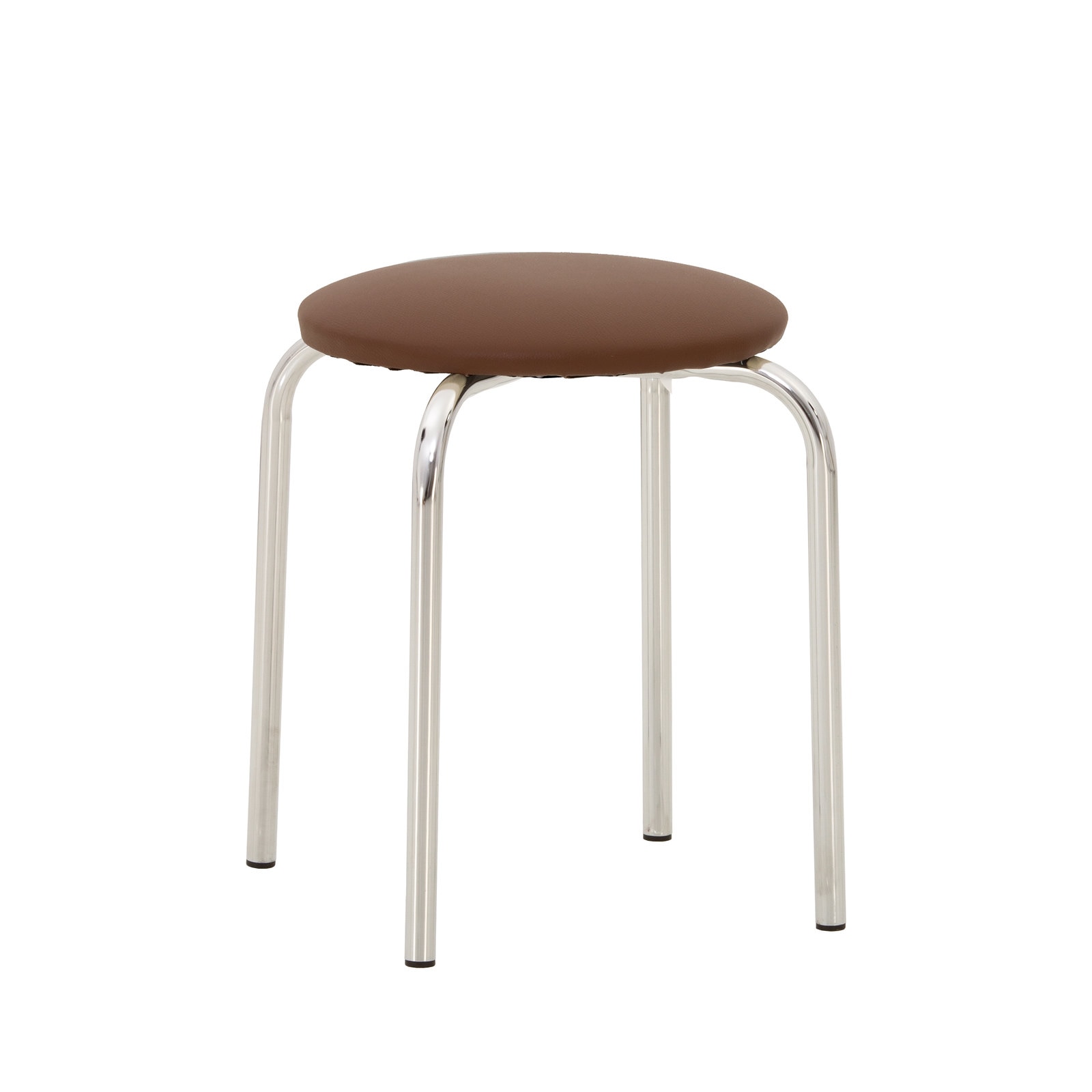 Scaun taburet MF Chico, cadru cromat, PU, Maro