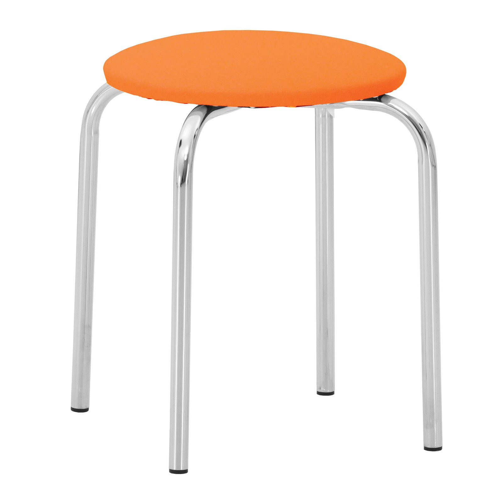 Scaun taburet MF Chico, cadru cromat, PU, Portocaliu