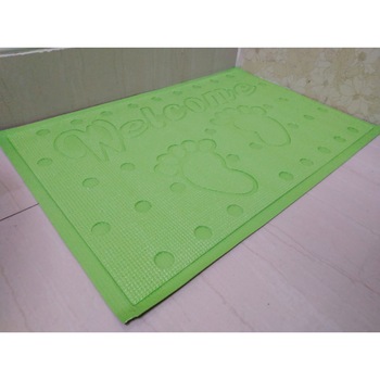 Covoras baie, tip antialunecare , antiderapant, 60x40cm, poliester, model verde menta welcome Covoras baie, tip antialunecare , antiderapant, 60x40cm, poliester, model verde menta welcome