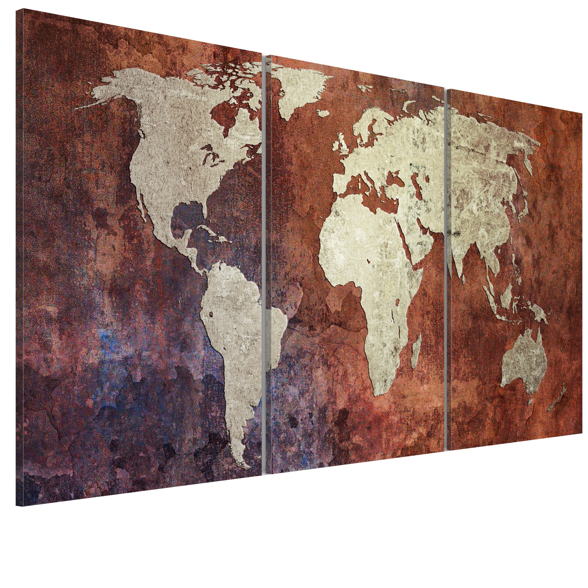 Tablou canvas 3 piese - Continente de otel - 60 x 30 cm