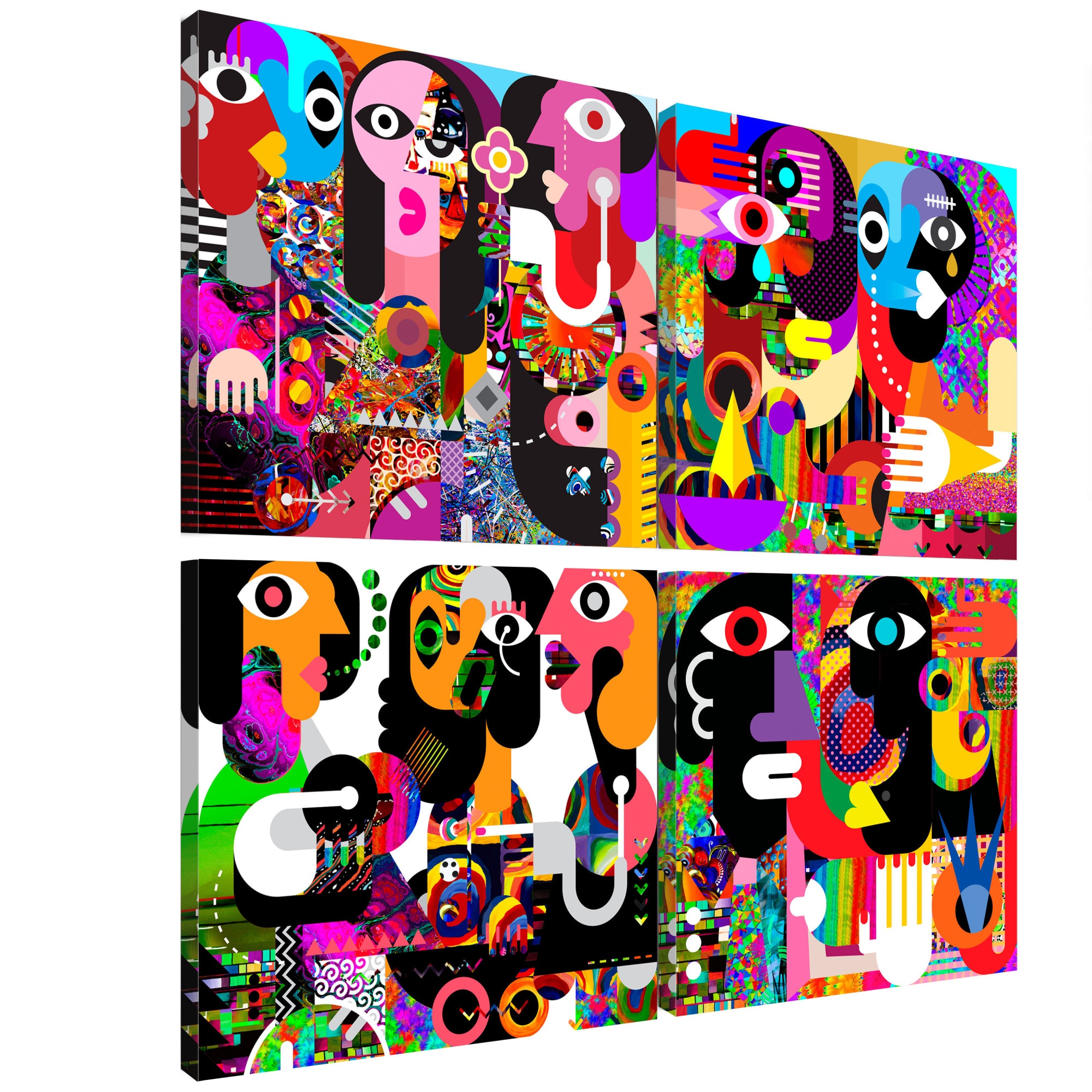 Tablou canvas 4 piese - Conversatii abstracte - 40 x 40 cm