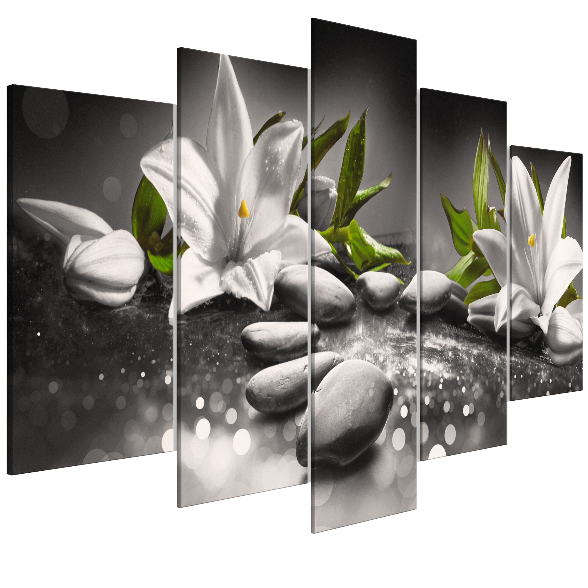 Tablou canvas 5 piese - Crini Si pietre pietroase - 100 x 50 cm