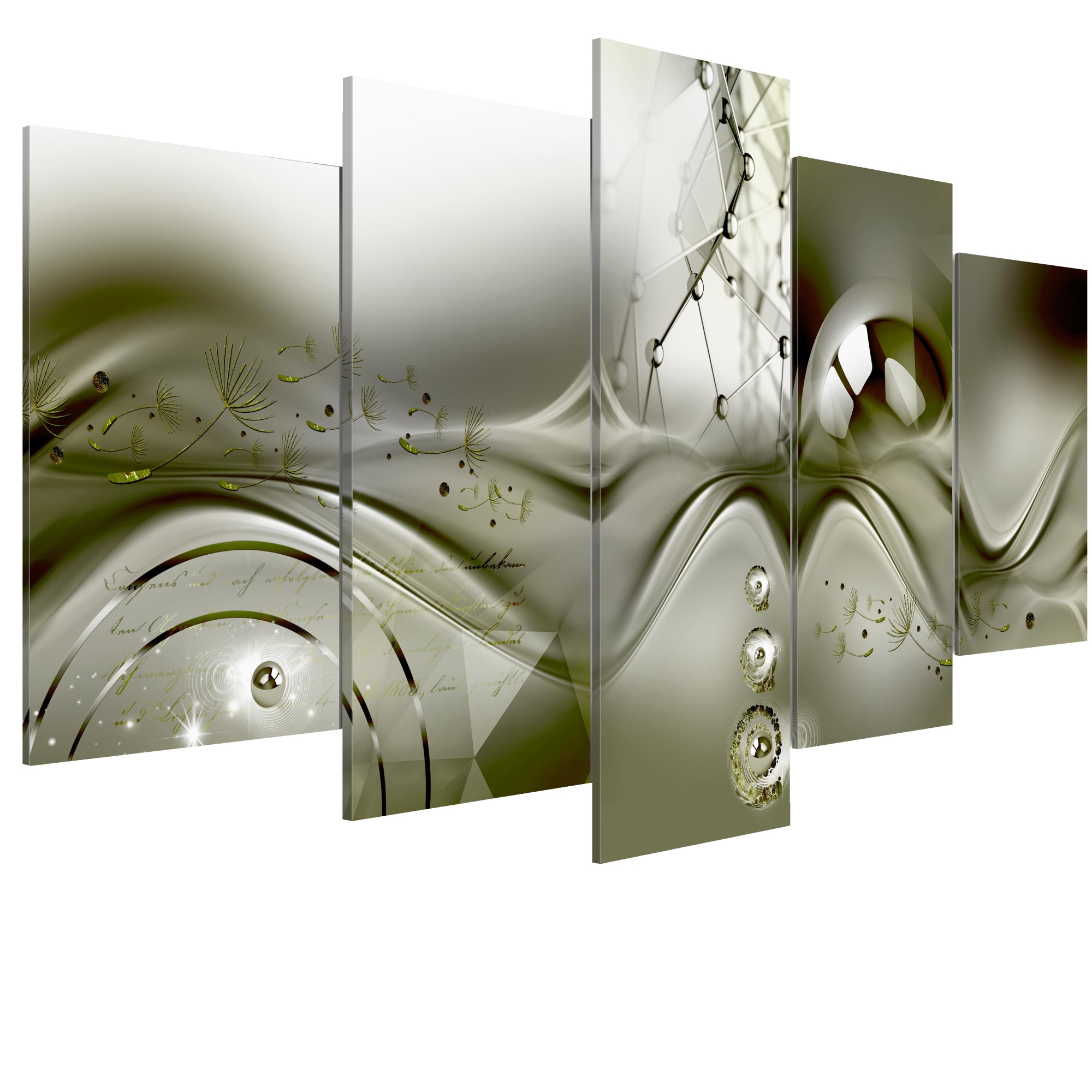 Tablou canvas 5 piese - Configurare verde - 100 x 50 cm