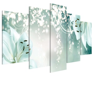Tablou canvas 5 piese - Compozitie de magie verde - 100 x 50 cm Tablou canvas 5 piese - Compozitie de magie verde - 100 x 50 cm