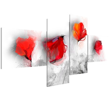 Tablou canvas 4 piese - Maci sentimentale - 100 x 45 cm Tablou canvas 4 piese - Maci sentimentale - 100 x 45 cm