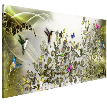 Tablou canvas - Colibri danseaza verde Ingust - 150 x 50 cm