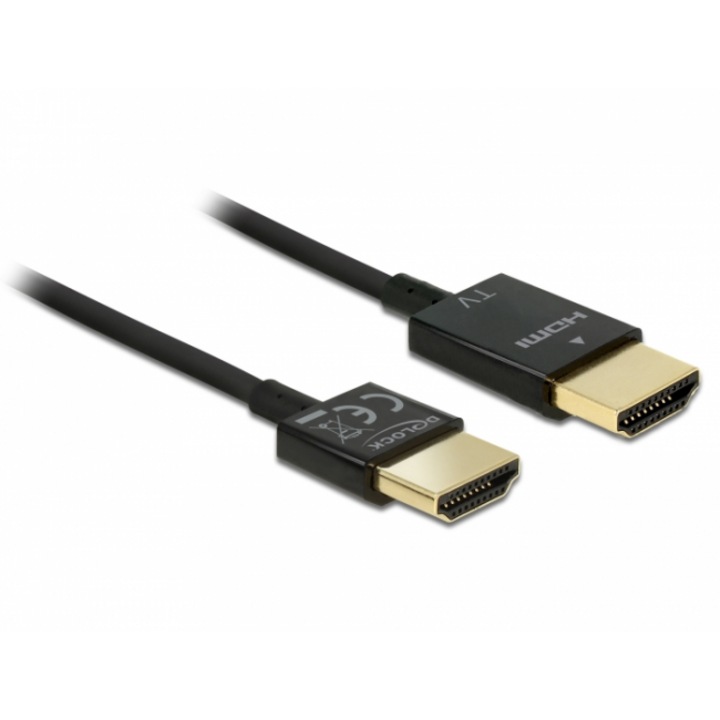 Cablu Delock HDMI-A tata - HDMI-A tata, Ethernet, 18 Gbit/s, 4K, 3 m, Negru