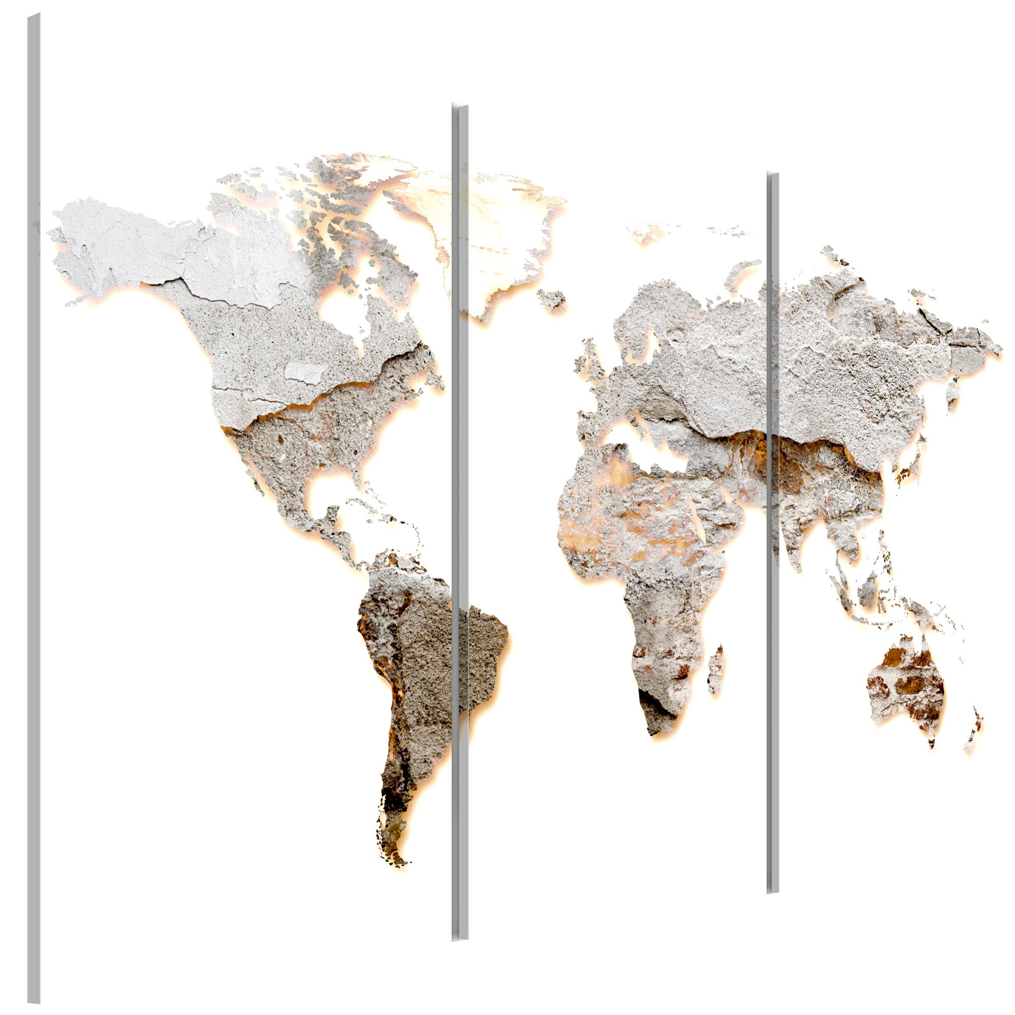 Tablou canvas 3 piese - Continente de beton - 90 x 60 cm