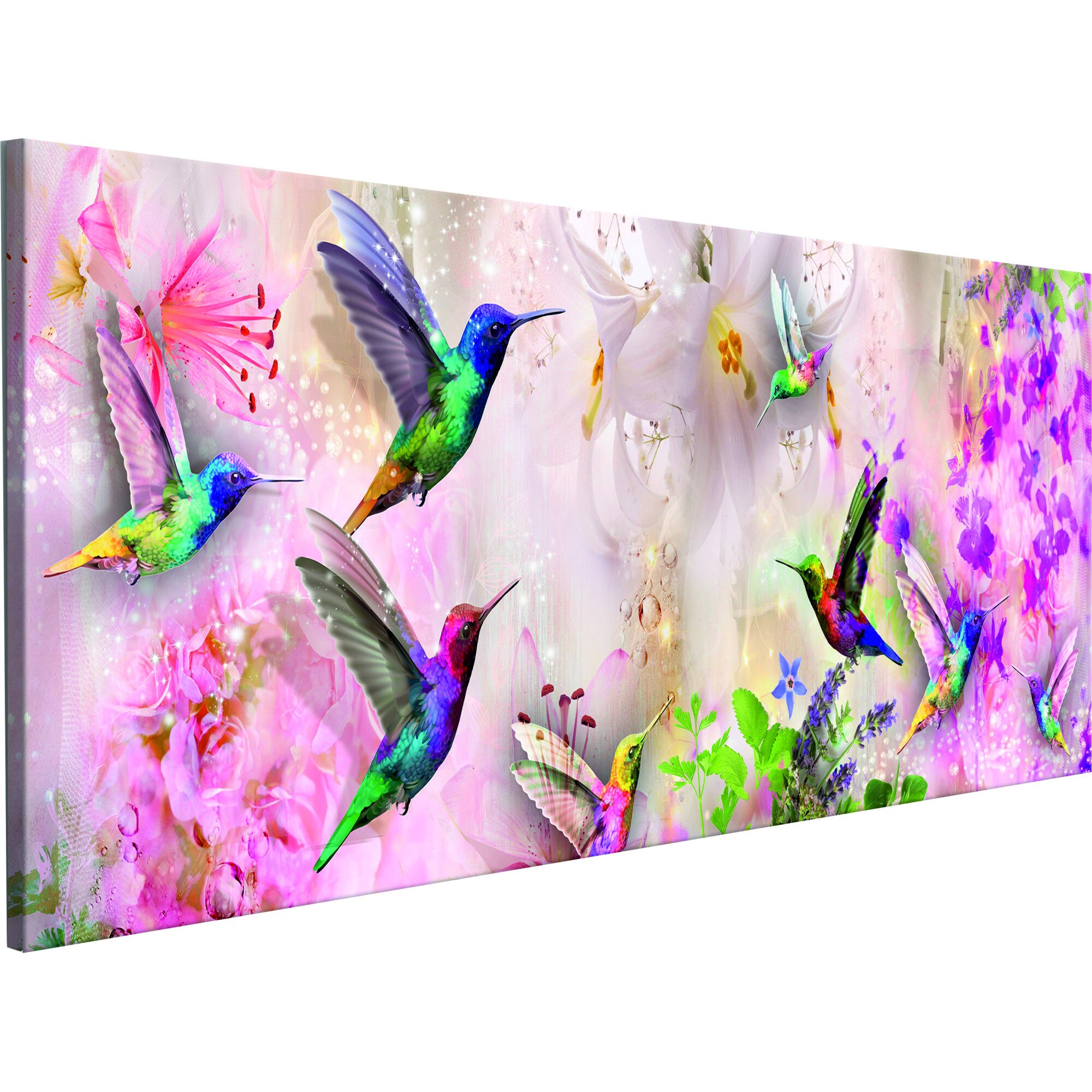 Tablou canvas - Colibri colorate Inguste - 120 x 40 cm