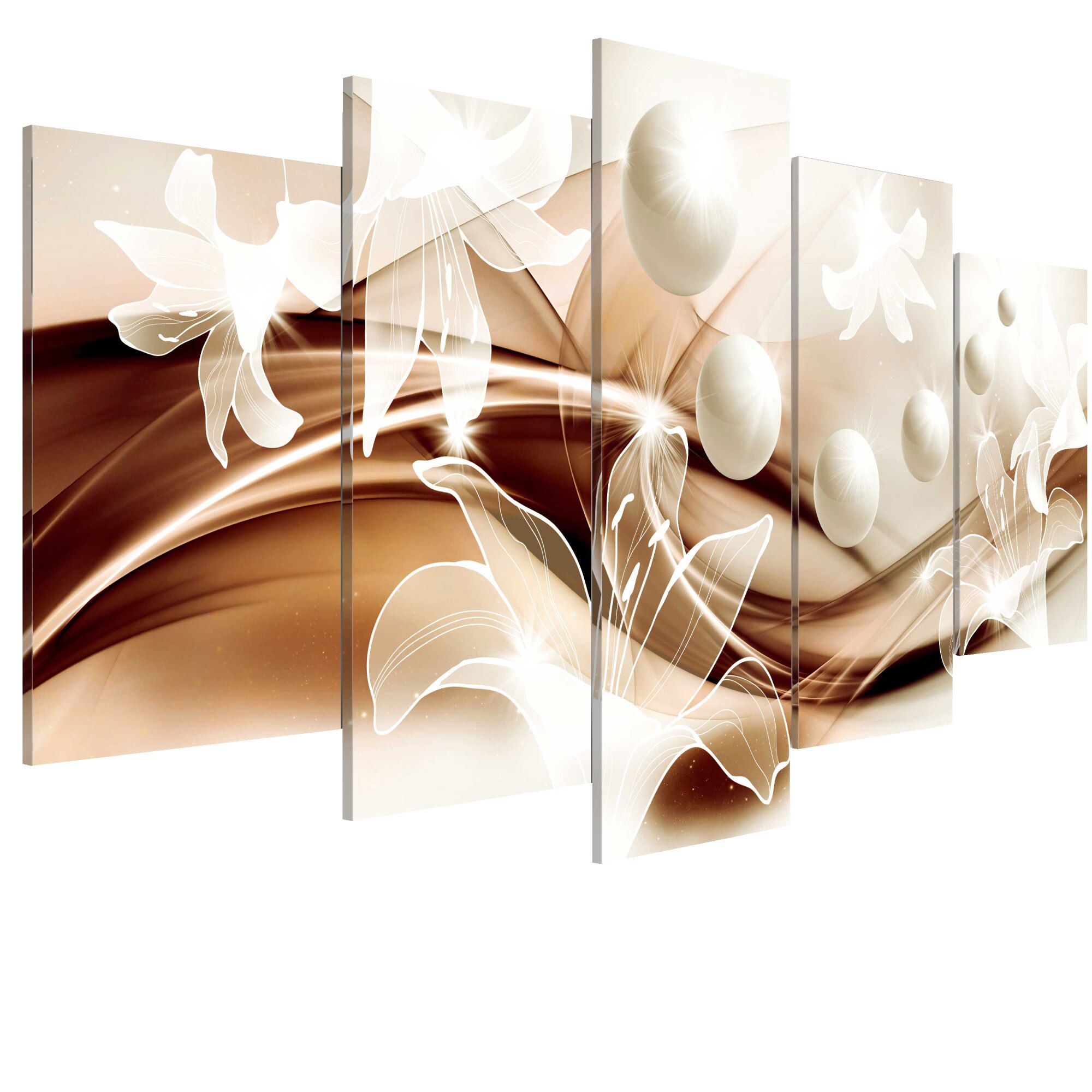 Tablou canvas 5 piese - Crini de perle In bronz - 200 x 100 cm