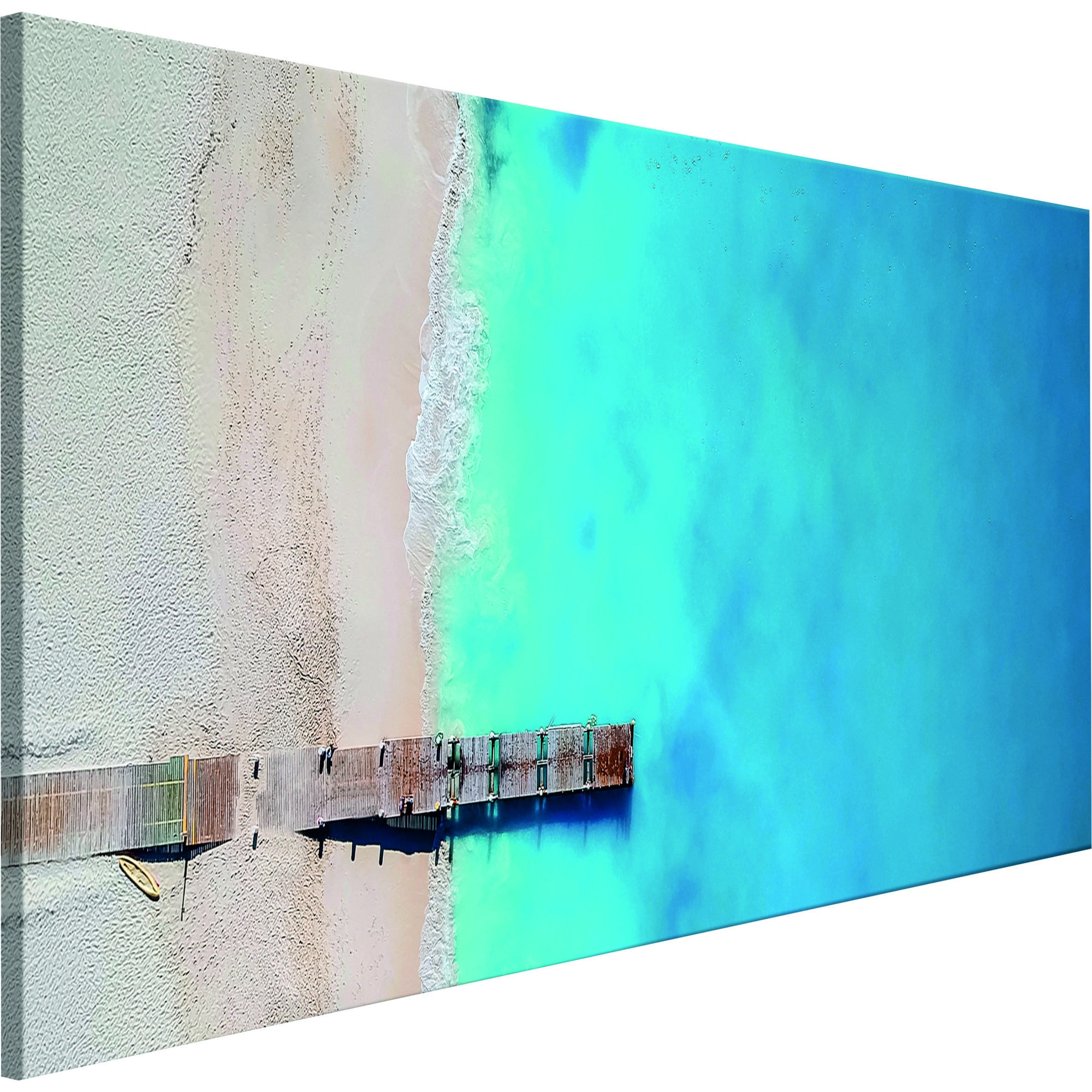 Tablou canvas - Marea Si podul din lemn albastru Ingust - 120 x 40 cm