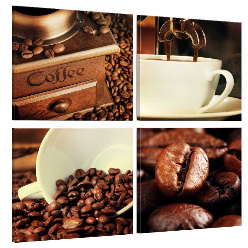 Tablou canvas 4 piese - Degustare de cafea - 40 x 40 cm