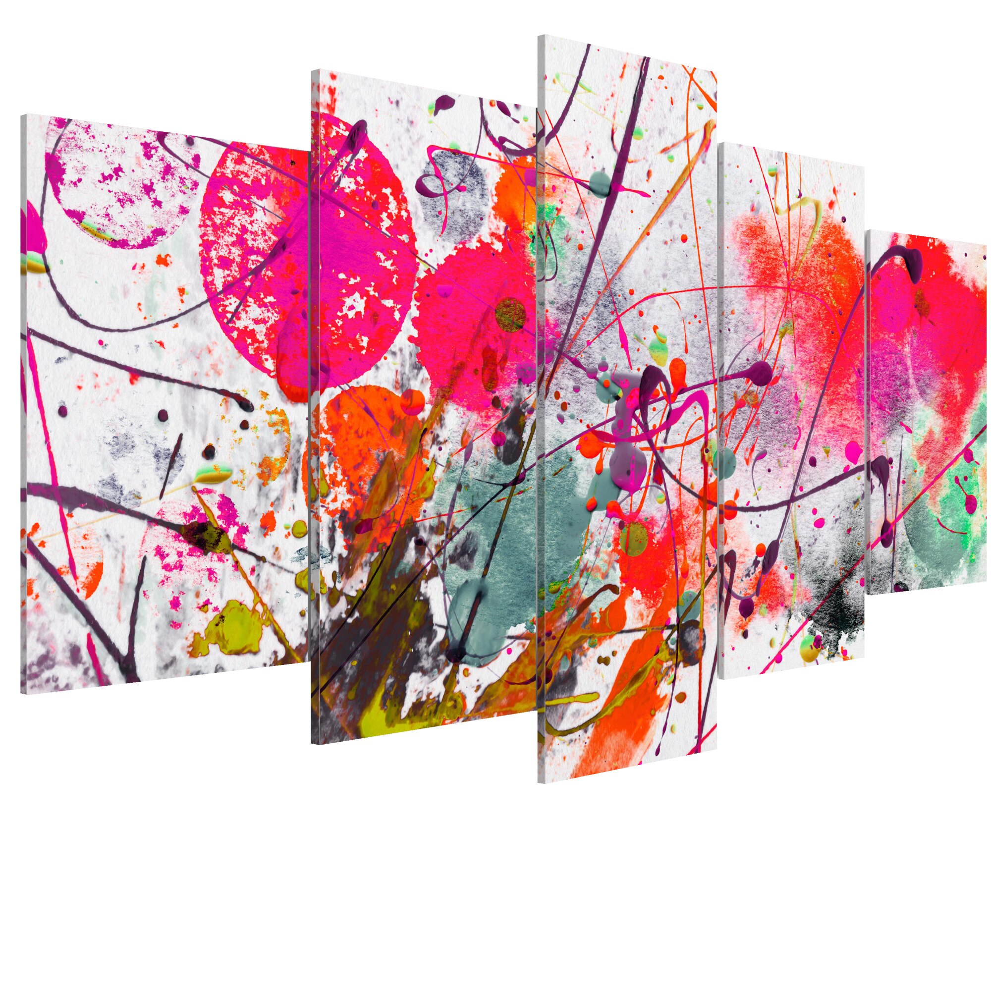 Tablou canvas 5 piese - Dance of Red - 100 x 50 cm