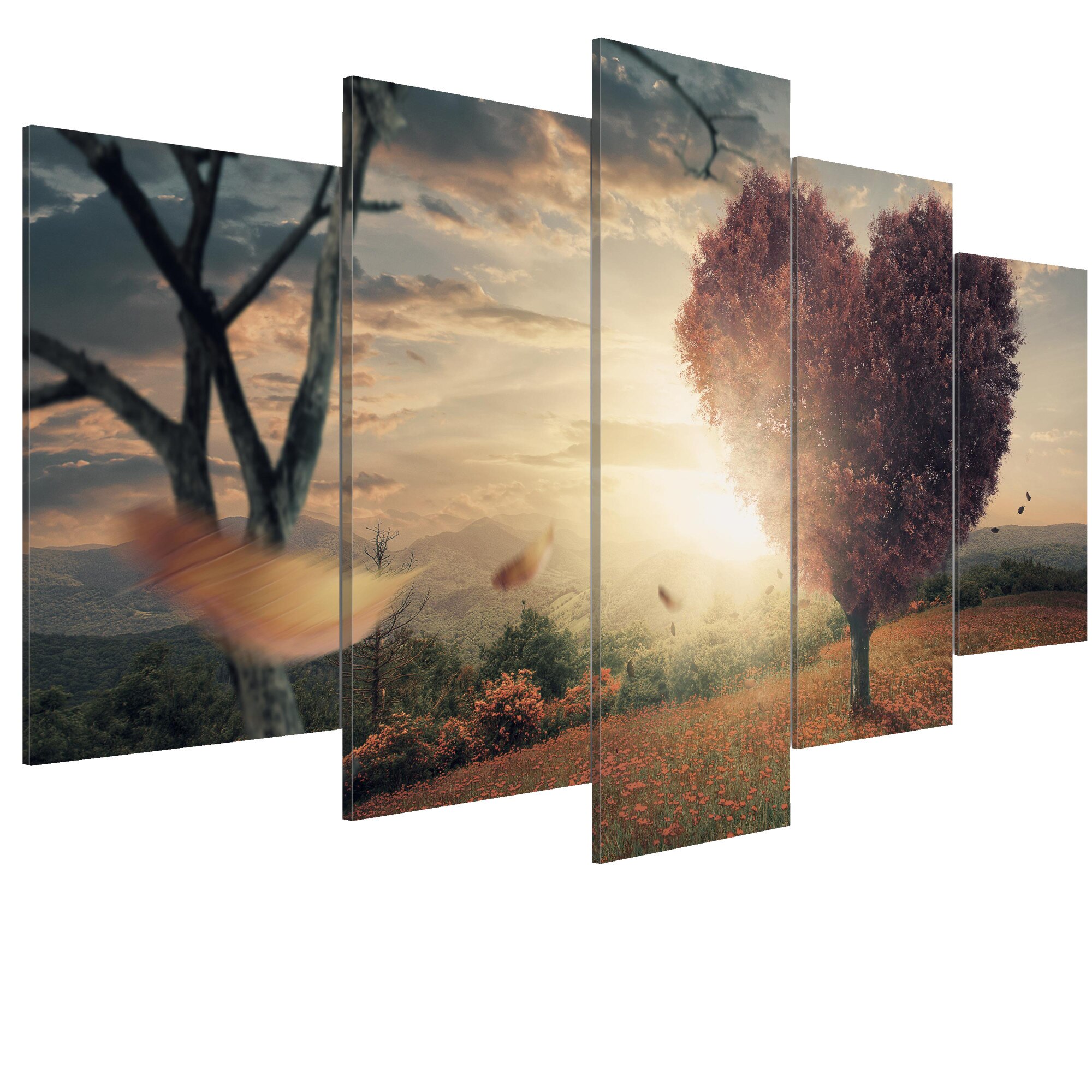 Tablou canvas 5 piese - Dealul Iubitorilor - 100 x 50 cm